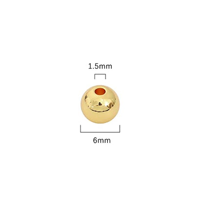 14K Gold Plated Round Spacer Beads 6mm 30pcs for Jewelry Making Findings Non Tarnish - color: 14K Gold, size: 6mm