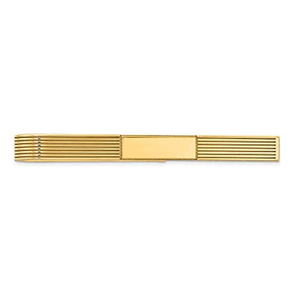 The Black Bow 14K Yellow Gold Striped & Polished Tie Bar, 50mm