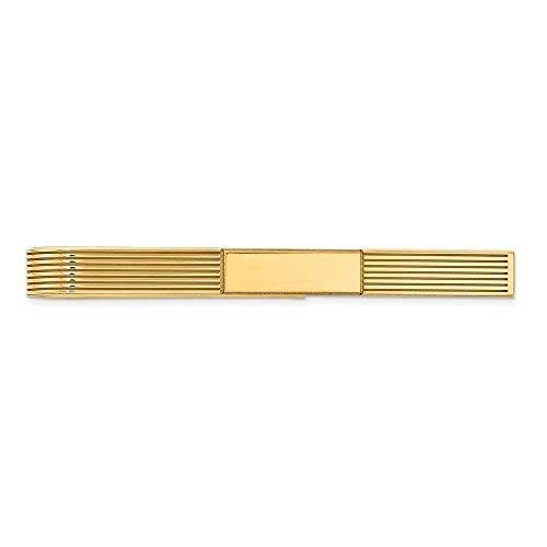 The Black Bow 14K Yellow Gold Striped & Polished Tie Bar, 50mm