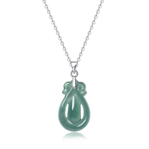 Real Green Jade Pendant Necklace for Women Donut/Heart/Clover/Teardrop/Rose/Lotus Flowers Genuine Jadeite Jewelry with Gold Plated 925 Sterling Silver Chain - style: Teardrop Silver Necklace