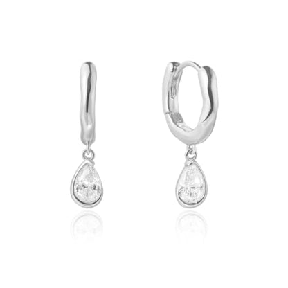 ARSIS Heart Charm Huggie Hoop Earrings for Women, Dainty 18K Gold Plated Heart Drop Hoops with CZ, Hypoallergenic, 925 Sterling Silver Posts, Tarnish-Free, Lightweight Jewelry Gift for Her - color: Teardrop Drop Earrings Silver