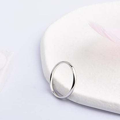 Lantine 2mm Simple Pinky Ring Silver High Polishing Dome Thin Minimalist Stacking Knuckle Plain Band Ring Size 2-8.5