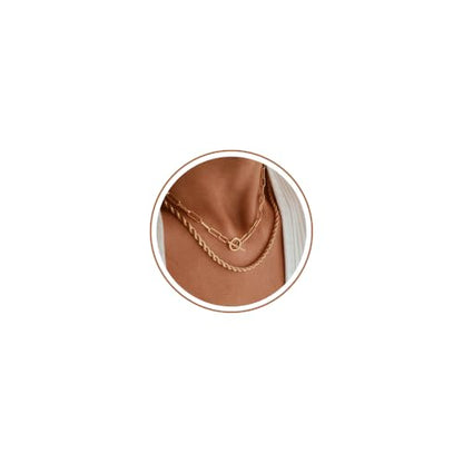 CHESKY 14K Gold Plated Layered Chain Necklace for Women | Trendy Cuban Link Chain, Chunky Paperclip Chain, Toggle Clasp Necklace, Fashion Gold Jewelry, Daily Gift for Women - style: Paperclip Rope-GD