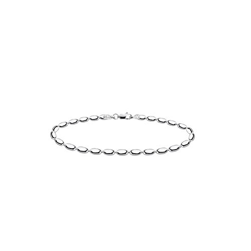 Savlano 925 Sterling Silver Oval Rice Bead Strand Chain Anklet For Women - Made in Italy Comes With a Gift Box - style: 4MM