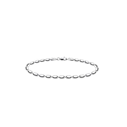 Savlano 925 Sterling Silver Oval Rice Bead Strand Chain Anklet For Women - Made in Italy Comes With a Gift Box - style: 4MM