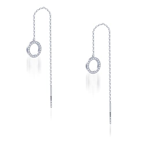 Pearl Dangle Earrings for Women, Threader Earrings Long Drop Earrings, Dainty Hoop Earrings Hypoallergenic Tassel Ear Chain for Wedding Jewelry Gifts - color: Cubic Zirconia Threader Earrings