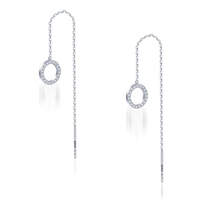 Pearl Dangle Earrings for Women, Threader Earrings Long Drop Earrings, Dainty Hoop Earrings Hypoallergenic Tassel Ear Chain for Wedding Jewelry Gifts - color: Cubic Zirconia Threader Earrings