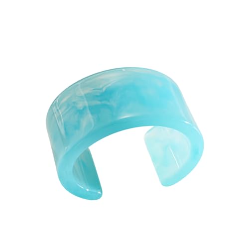 Colorful Acrylic Resin Open Bracelet Geometric Simple Transparent Tortoiseshell Acetate Plate Cuff Bangle Lightweight Chunky Thick Thin Wide Face Plastic Bracelet for Women Jewelry - color: A blue