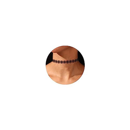 Fesciory Black Necklaces for Women, Adjustable Layered Velvet Leather Lace Collar Necklace, Goth Jewelry Gifts. - color: Flower