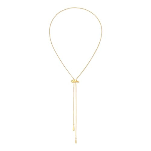 Gold Y Lariat Necklace for Women Adjustable Long Slide Necklace Modern Bohemian Jewelry Gift - color: Gold Hammered Teardrop
