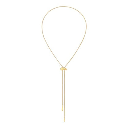 Gold Y Lariat Necklace for Women Adjustable Long Slide Necklace Modern Bohemian Jewelry Gift - color: Gold Hammered Teardrop