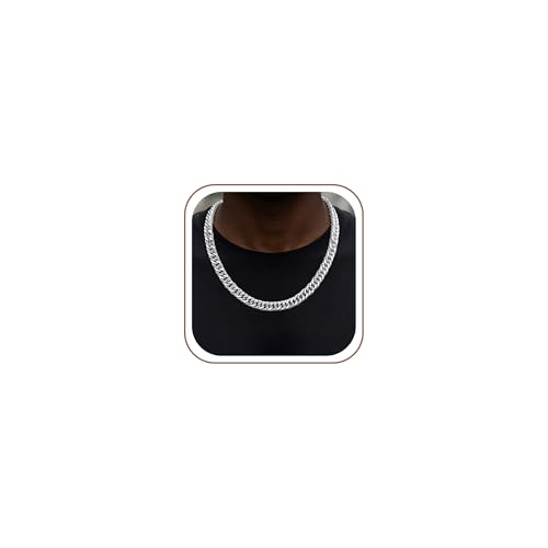 S925 Sterling Silver necklace for Men 12mm Punk Chunky Cuban Link Curb Chain Necklace for Women Men Jewelry 18 20 22 24 26Inch - color: 22"