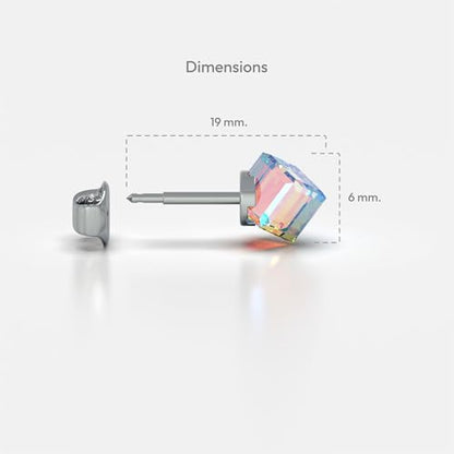 316L Stainless Steel Stud Earrings for Sensitive Ears – Hypoallergenic Princess Cut Square Cubic Zirconia Post Earrings for Women & Men – Nickel Free Daily Jewelry - color: Rock Crystal