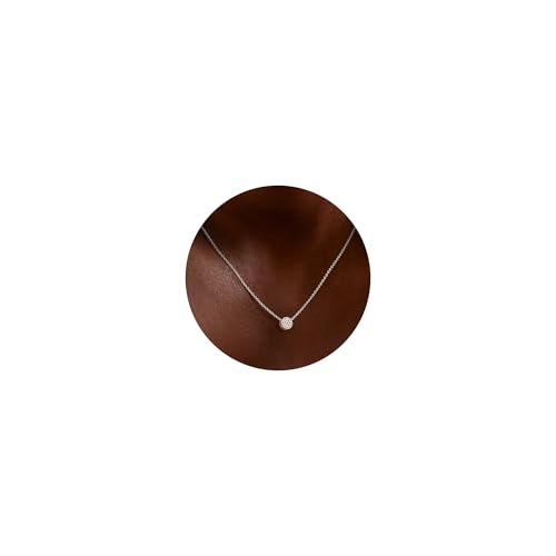 Valloey Rover Gold Necklaces for Women | Dainty 14K Gold/Sterling Silver Plated Cubic Zirconia Star Moon Pendant Necklaces Twist Rope Chain Simple Jewelry for Women - style: Silver-Dot