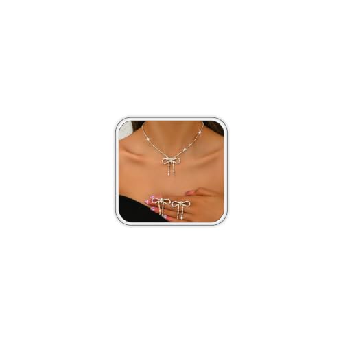 Gold Rhinestone Jewelry Set for Women Crystal Choker Necklaces Drop Earrings Adjustable Bracelet Elegant Prom Bridal Jewelry - color: Gold A