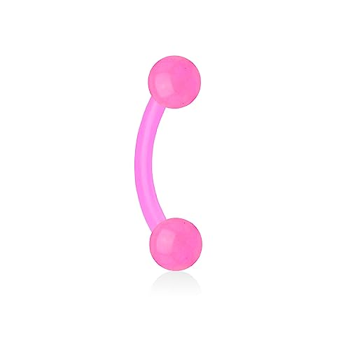 16g 8mm Daith Earring, Eyebrow Ring and Rook Piercing Jewelry, Acrylic Glow-in-The-Dark Retainer - style: Pink