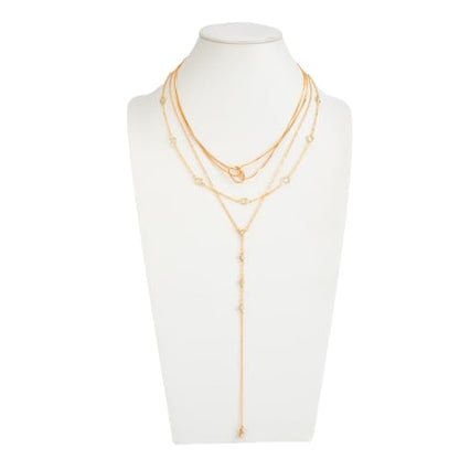 Gold Layered Necklace for Women Chunky Stacked Chain Link Paperclip Evil Eye Necklace Trendy Punk Jewelry - color: gold