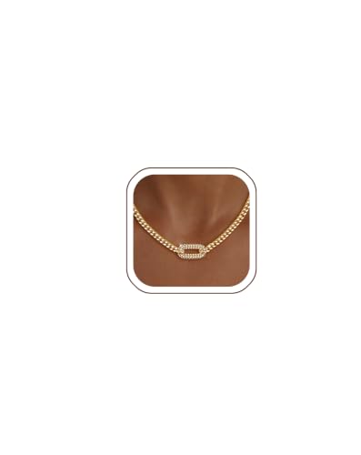 IMBOS 14K Gold Plated Chunky Chain Choker Necklaces for Women Chunky Gold Necklace Tennis Necklace for Women CZ Love Chain Cuban Link Choker Jewelry Gifts - color: Gold-Paperclip Cuban