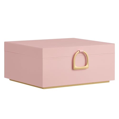 SONGMICS 2-Layer Jewelry Box, Jewelry Organizer with Handle, Removable Jewelry Tray, Jewelry Storage, Floating Effect, 8.1 x 9.4 x 4.3 Inches, Gift Idea, Jelly Pink UJBC165R01 - color: Jelly Pink