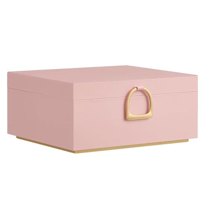 SONGMICS 2-Layer Jewelry Box, Jewelry Organizer with Handle, Removable Jewelry Tray, Jewelry Storage, Floating Effect, 8.1 x 9.4 x 4.3 Inches, Gift Idea, Jelly Pink UJBC165R01 - color: Jelly Pink