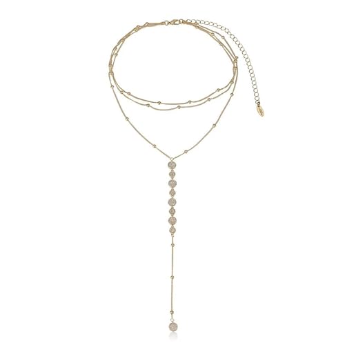 Ettika Lariat Necklace for Women. Gold Drop Necklace, Necklaces for Women. 18K Gold or Rhodium Plated Chain. Trendy Jewelry - color: N1169 Gold