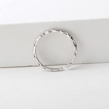 Kakikaki 925 Sterling Silver Hammered Textured Thin Small Open Toe Ring | Adjustable