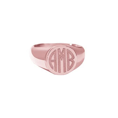 Personalized 925 Sterling Silver Monogram Initial Block Signet Ring, Engraved Initial Ring for Women Mother Father - color: Rose Gold