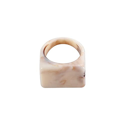 Colorful Transparent Resin Rings Finger Rings,Geometry Rings Set Candy Color Marbling Thumb Rings(Beige) - color: Beige