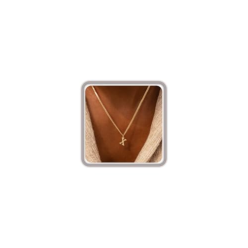Gold Initial Necklace for Women, Dainty 14K Gold A-Z Letter Necklace Cute Pendant Personalized Name Necklace Trendy Fashion Jewelry Birithday Gift for Her - color: S