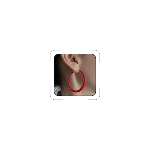 Colorful Neon Hoop Earrings for Women, 80s 90s Small & Large Lightweight Hypoallergenic Statement Hoops, Colorful Retro Matte Y2K Jewelry Accessories for Glow Party Daily Costume Outfit - color: Red Large