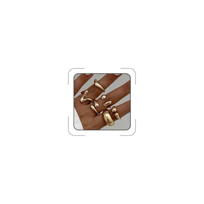Chunky Gold Rings for Women Rhinestone Stackable Knuckle Ring Set Open Adjustable Statement Ring Set Dainty Crown Cross Midi Rings Fashion Jewelry Gift for Women - color: Gold1