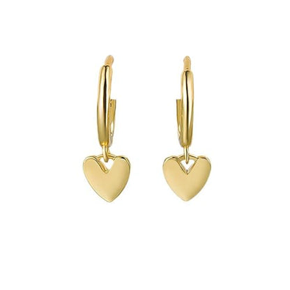 Cute Heart Love Dangle Drop Cartilage Small Huggie Hoop Earrings for Women Dainty Lightweight Sweet Love Heart Earrings 14k Gold Plated Tiny Hoops Earrings - color: Gold
