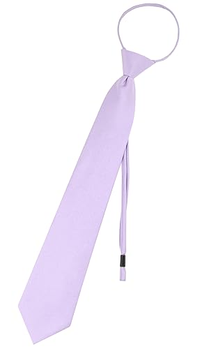 Vesuvio Napoli PreTied Men's Necktie Solid Color Mens Adjustable Zipper Neck Tie - color: Lavender