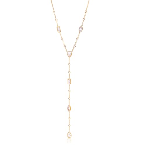 Fullpop Dainty Gold Necklaces for Women, 18k Gold Layered Lariat Necklace for Women Long Gold Choker Necklaces for Women Statement Diamond Heart Pendant Necklace Body Chain Jewelry for Women - style: Kind-Five