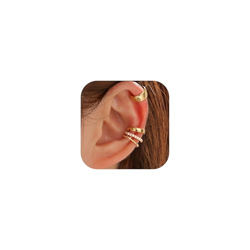 LOLIAS 4 Pairs Ear Cuffs Non Piercing - 14K Gold Plated Ear Cuff Earrings for Women Ear Cuff for Non Pierced Ears Clip on Cartilage Earring Adjustable Fake Earrings Set - style: Chunky-14K Gold Plated