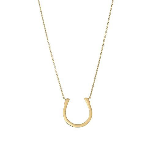 18K Gold Plated Stainless Steel Bee Honeycomb Pendant Necklace, Adjustable Y Lariat Conch/Guitar/Horseshoe Necklace for Women - color: Gold, style: Horseshoe