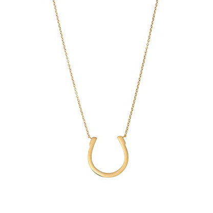18K Gold Plated Stainless Steel Bee Honeycomb Pendant Necklace, Adjustable Y Lariat Conch/Guitar/Horseshoe Necklace for Women - color: Gold, style: Horseshoe
