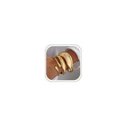 Chunky Gold Bangle Bracelets for Women, 14k Gold Plated Trendy Stackable Bangles Set, Dainty Cuff Bracelet Stack Jewelry for Gifts - color: Gold#B