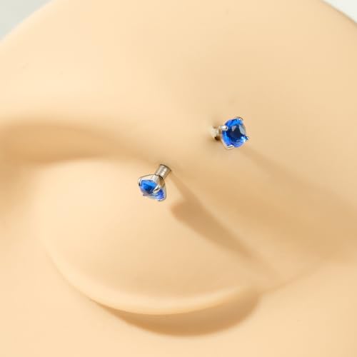 FECTAS 10PCS Eyebrow Rook Piercing Jewelry 16G Earrings Vertical Labret Lip Jewelry Curved Barbell Eyebrow Rings Tiny Small Belly Rings Ear Rook Helix Conch Daith Piercing Jewelry - color: blue