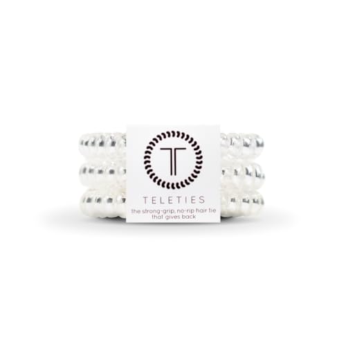 TELETIES - Spiral Hair Coils - Ponytail Holder Hair Ties for Women - Phone Cord Hair Ties - Strong Grip, No Rip, Water Resistant, No Crease Hair Tie Coils - 3 pack (Small, Crystal Clear) - color: Crystal Clear