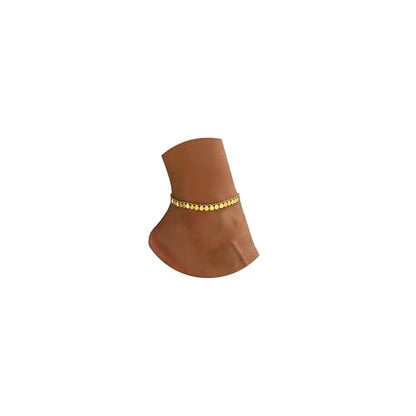 18K Gold Plated Ankle Bracelets for Women Dainty Star Coin Teardrop Square Tassel Anklets Cute Dangle Foot Chain Stainless Steel Beach Foot Jewelry - style: Coin Tassel-Gold