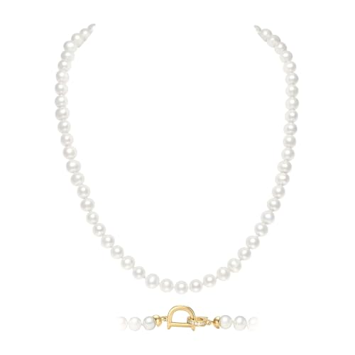 DEEP-SHEE Baroque Pearl Necklace 5-6mm White Pearl Nacklace for Women | Collector's Birthstone Pearl Necklace for Women Elegant Jewelry Gift for Mother's Day, Anniversary & Daily Wear - color: 6.0-7.0mm 16inch