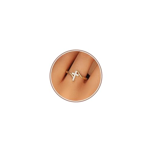 Gold Cross Statement Rings for Women 14K Gold Silver Tone Non Tarnish Cute Band High Polished Smooth Comfort Fit Size 5-10 - color: B - Gold