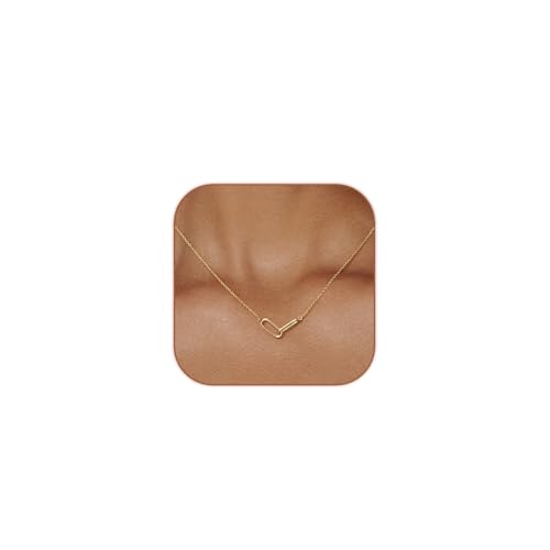 HERIER Cute Heart Necklace Dainty 18k Gold Plated Tiny Heart Pendant Choker Necklaces Small Gold Love Open Heart Chain Necklace for Women Simple Gold Necklace for Women Trendy Jewelry - color: Paperclip Necklace-Gold