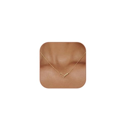 HERIER Cute Heart Necklace Dainty 18k Gold Plated Tiny Heart Pendant Choker Necklaces Small Gold Love Open Heart Chain Necklace for Women Simple Gold Necklace for Women Trendy Jewelry - color: Paperclip Necklace-Gold