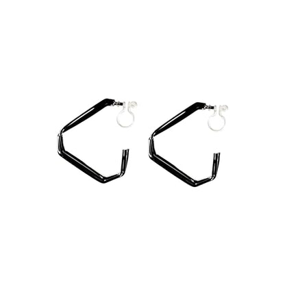 Hoop Invisible Clip On Earrings for Women Not Pierced Gold Small Twisted Hoop Comfortable Silver Large Clip On Earrings - color: Triangle Hoop Silver