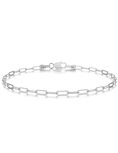 nometo 925 Sterling Silver Paperclip Chain Bracelet 3/4/5mm | Silver Bracelet for Women Men Silver Bracelet 6.5-9 Inches - color: Silver 3mm, size: 7.5