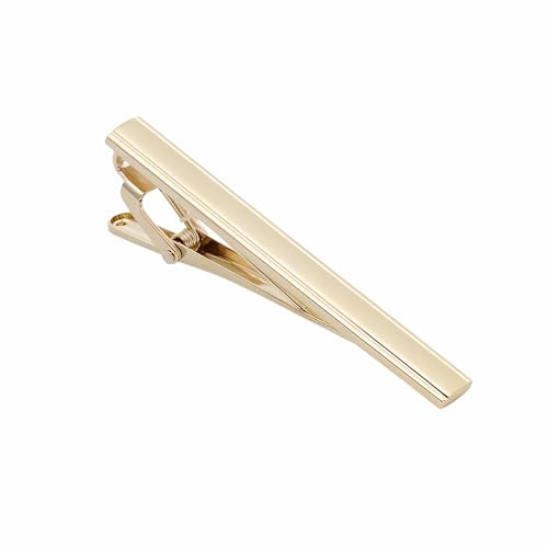 Men‘s Tie Clip, Metal Silver Tone Minimalist Ties Clips,Formal Tie Bar Clasp Clip for Wedding - color: Gold