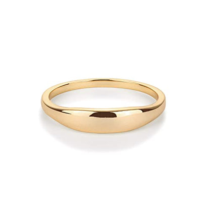 PAVOI 14K Gold Plated Chunky Signet Ring for Women | Women's Stackable Bands - color: Yellow Gold, size: 9