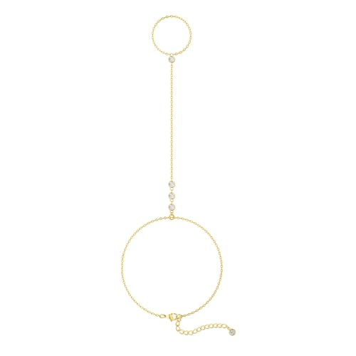 Cuzmly Bracelets for Women, Waterproof 14K Gold/Silver Plated Stackable Bracelets for Women Non Tarnish Trendy Dainty Paperclip Figaro Box Herringbone Hand Chain Bracelet Pack Stack Adjustable Jewelry for Women - style: Hand Chain B